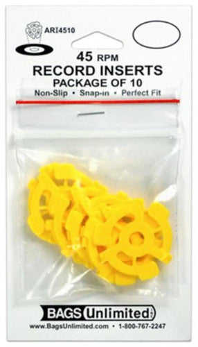 BAGS UNLIMITED - 7" 45 RPM RECORD INSERTS - 10 COUNT (YELLOW)