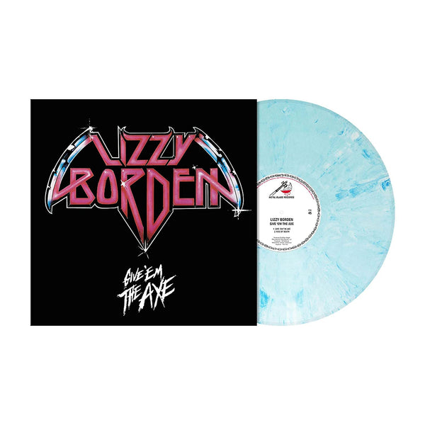 LIZZY BORDEN 'GIVE 'EM THE AXE' LP (White Blue Marble Vinyl)