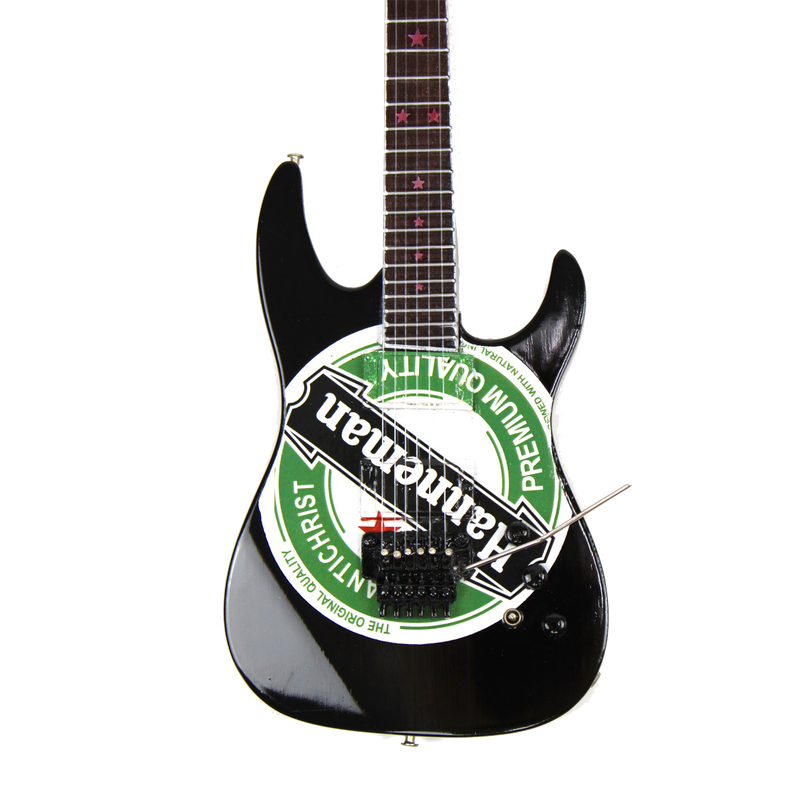SLAYER - JEFF HANNEMAN - GREEN HEINEKEN LOGO MINI GUITAR