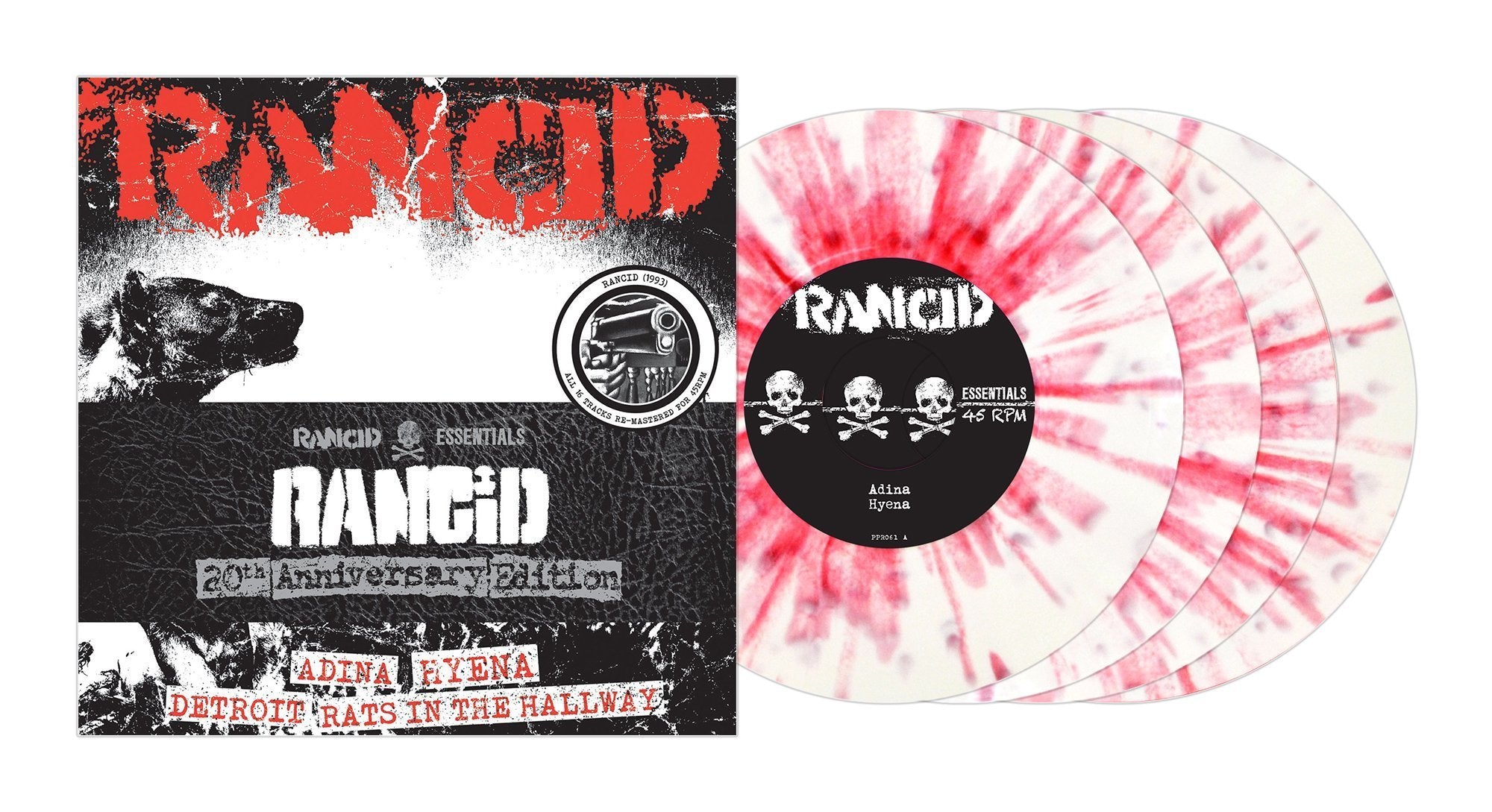 RANCID 'RANCID' (1993) 4x7" SINGLES (White & Red Splatter Vinyl)