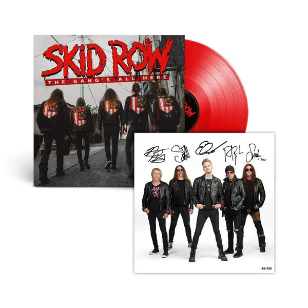 SKID ROW 'THE GANG'S ALL HERE' RED LP + EXCLUSIVE AUTOGRAPHED PRINT